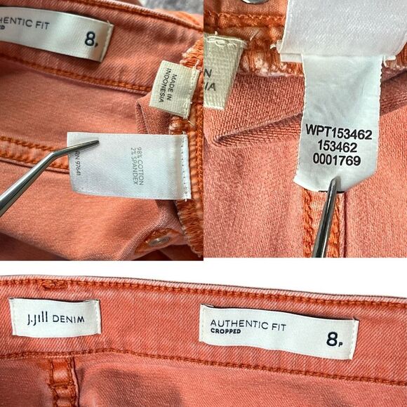 J. Jill Authentic Fit Cropped Petite Jeans sz 8P Light Orange Casual Coastal - Picture 3 of 11